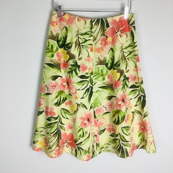 Peck & Peck Linen Silk Floral Skirt Sz 6 - Picture 2 of 11